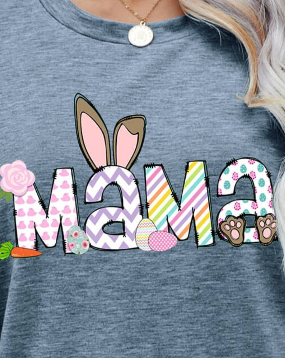 Easter MAMA Graphic Round Neck Women T-Shirt