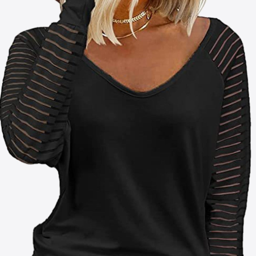 V-Neck Long Raglan Sleeve Women Top