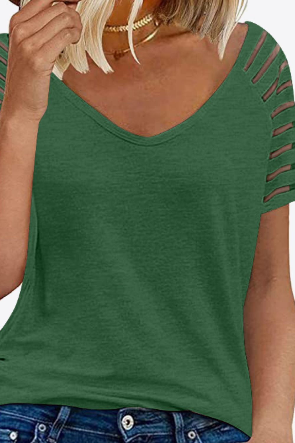 V-Neck Raglan Sleeve Women T-Shirt