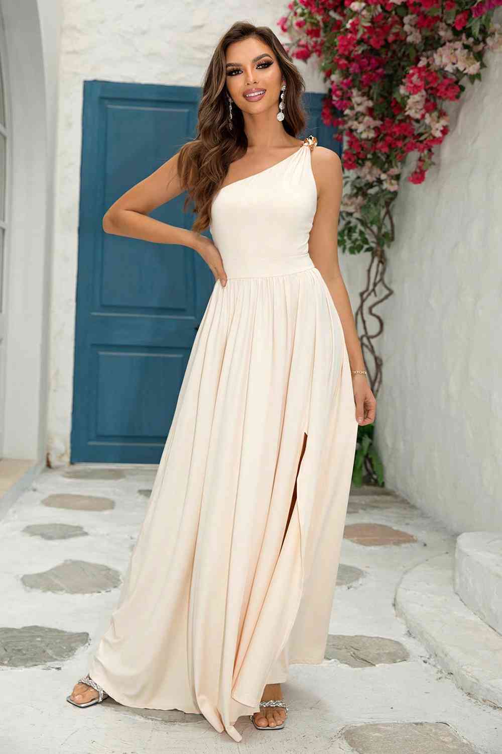 One-Shoulder Split Maxi Women Dress