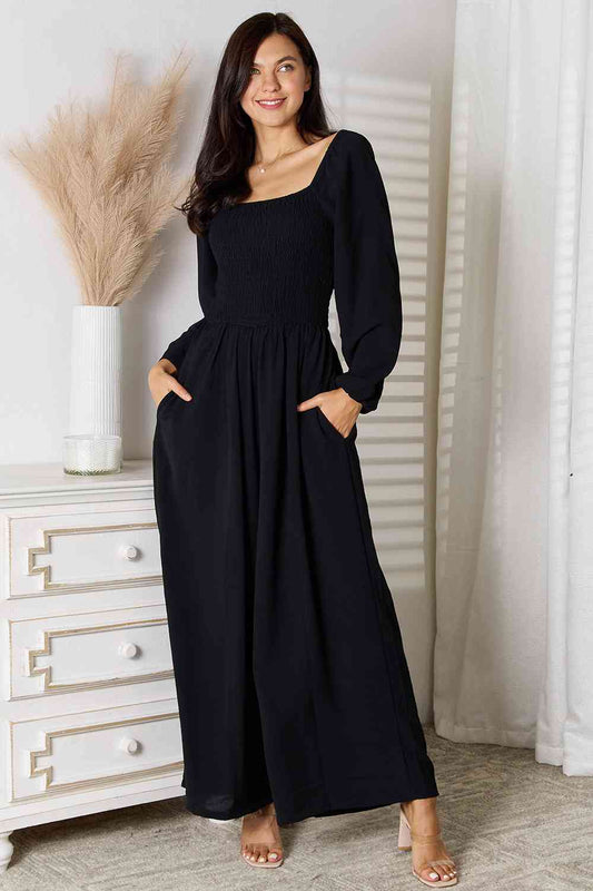 Double Take Square Neck Women Jumpsuit with Pockets