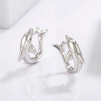 925 Sterling Silver Zircon Dolphin Women Earrings