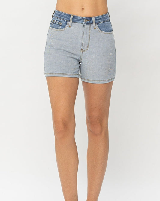 Judy Blue Full Size Color Block Denim Women Shorts