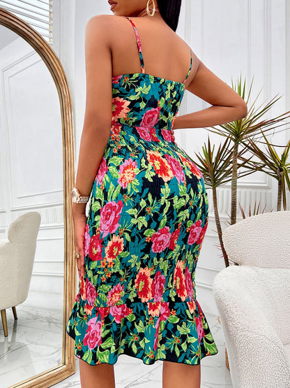 Floral Sweetheart Neck Cutout Women Dress