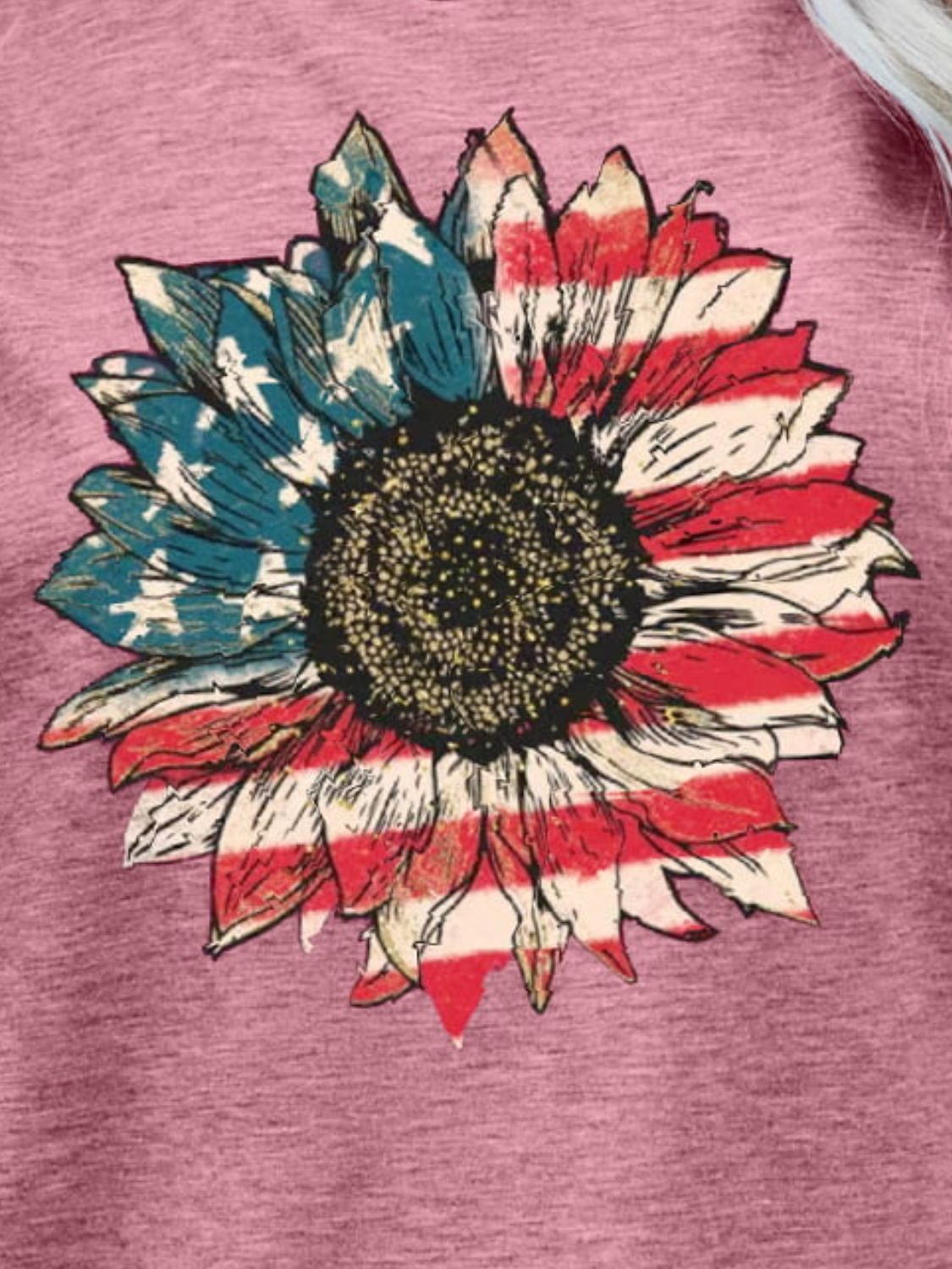 US Flag Flower Graphic women Tee Shirt