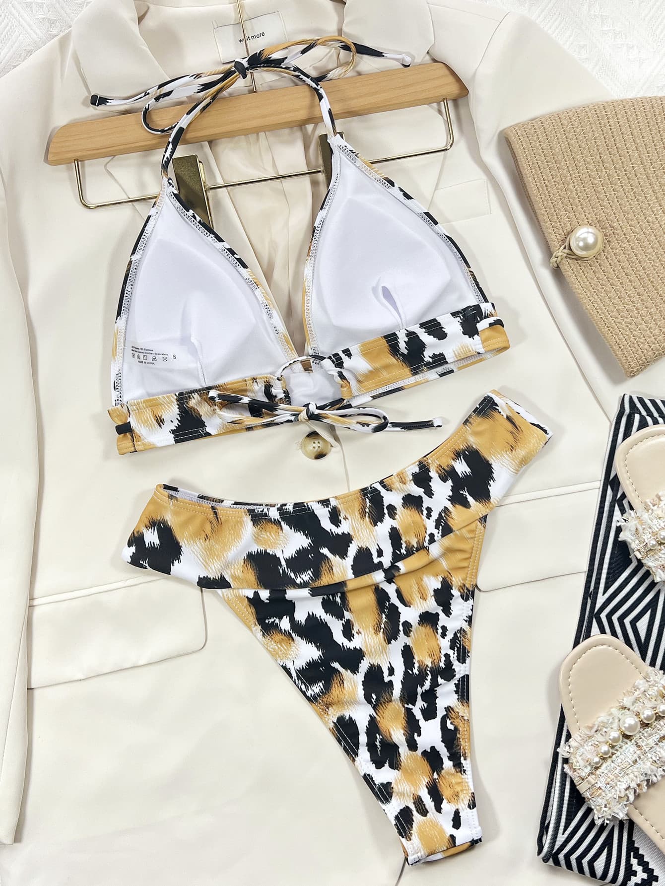 Leopard Printed Animal Halter Neck Women Bikini Set - Zara-Craft