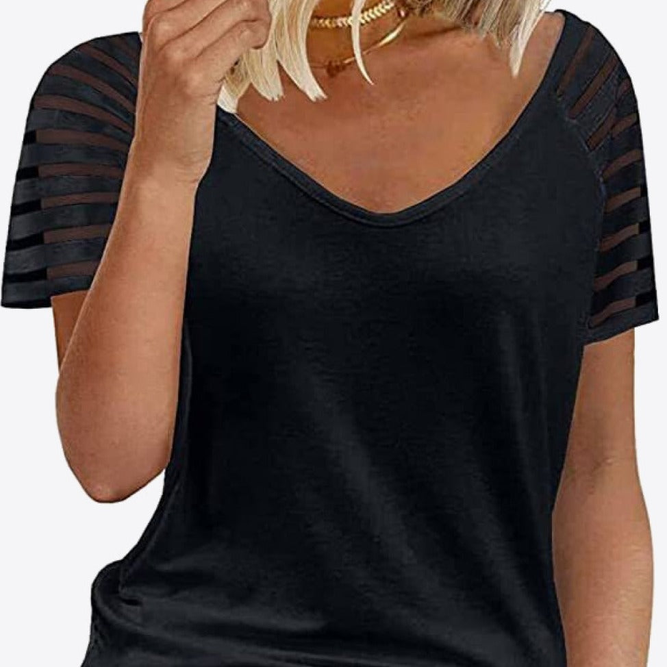 V-Neck Raglan Sleeve Women T-Shirt