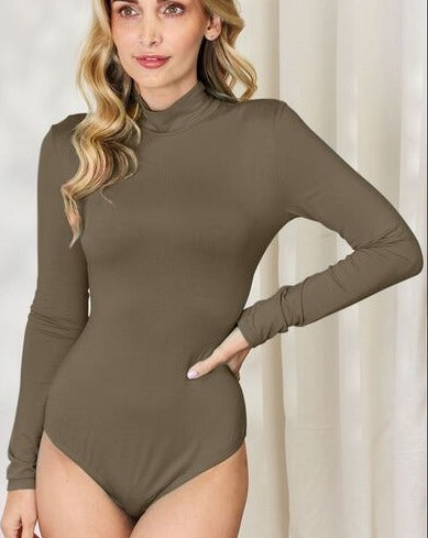 Basic Bae Full Size Mock Neck Long Sleeve Women Bodysuit