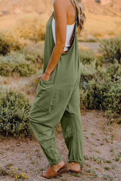 Double Take Full Size V-Neck Sleeveless Women Jumpsuit with Pockets