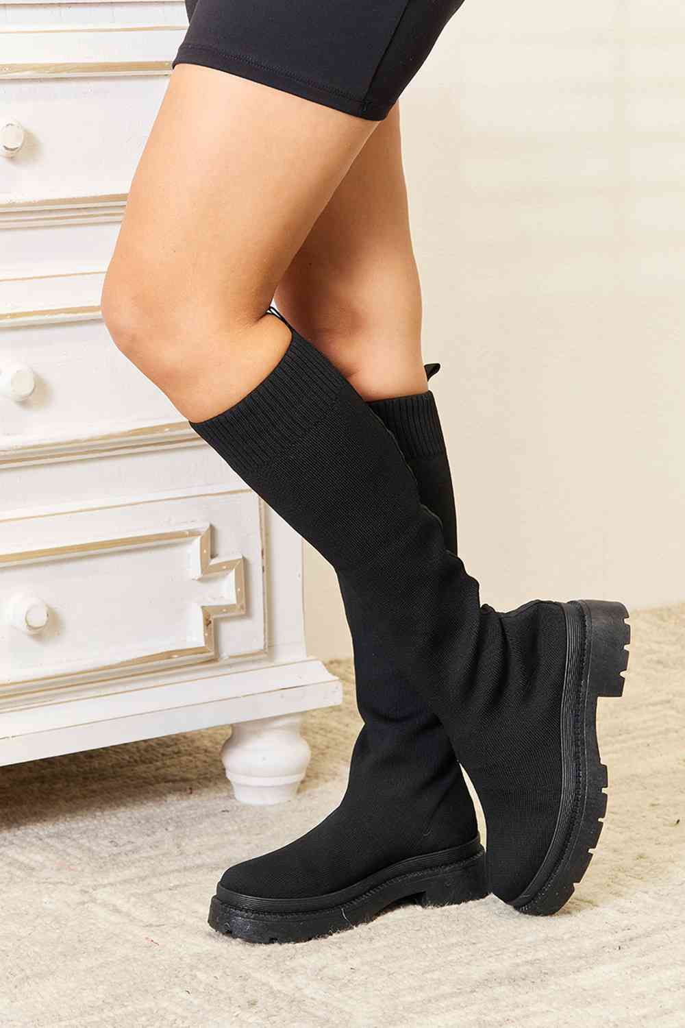 WILD DIVA Footwear Women Knee High Platform Sock Boots