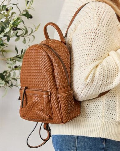 SHOMICO PU Leather Woven Women Backpack