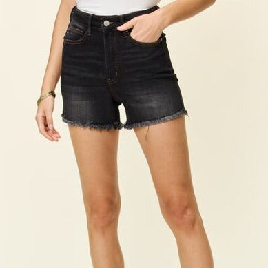 Judy Blue Full Size Tummy Control Fray Hem Women Shorts