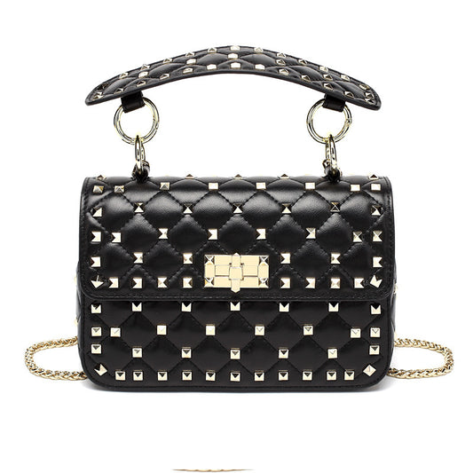 Studded Casual One Shoulder Small Square Bag - Zara-Craft