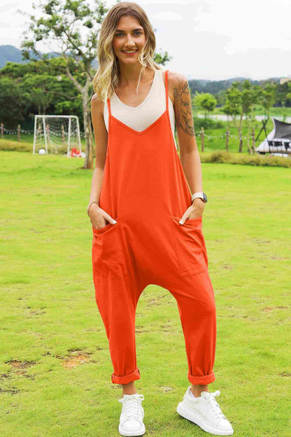 Double Take Full Size Sleeveless V-Neck Pocketed Women Jumpsuit