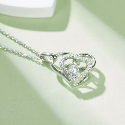 Moissanite 925 Sterling Silver Heart Women Necklace