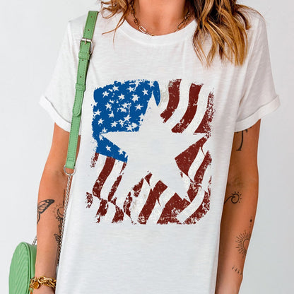 SYNZ US Flag Graphic Round Neck Women T-Shirt