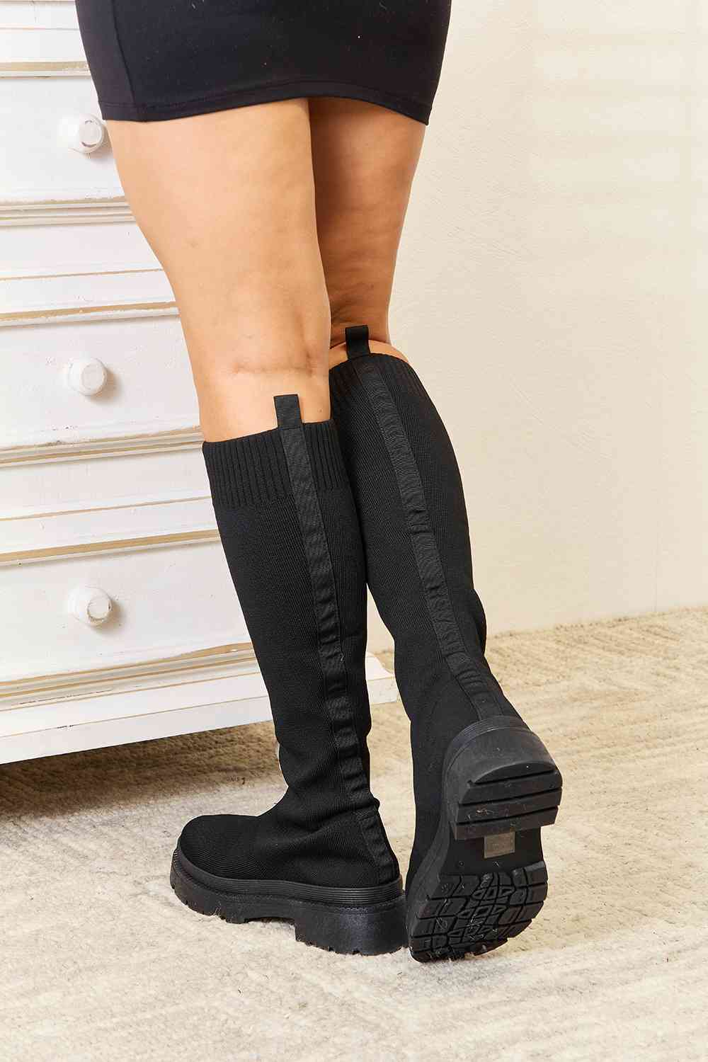 WILD DIVA Footwear Women Knee High Platform Sock Boots