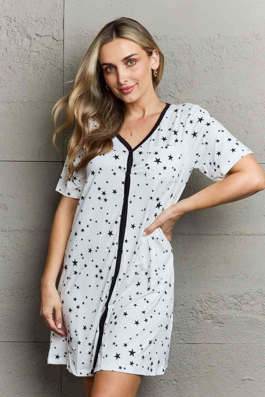 MOON NITE Quilted Quivers Button Down Women Sleepwear Dress