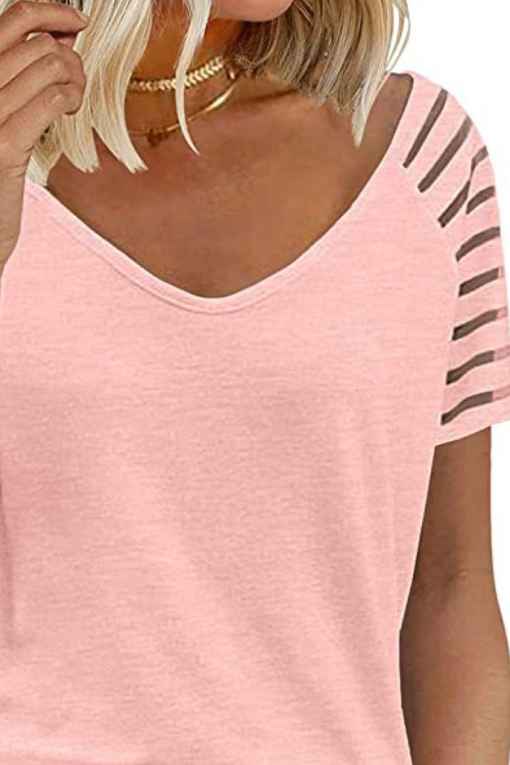 V-Neck Raglan Sleeve Women T-Shirt