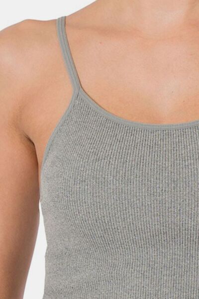 Zenana Ribbed Seamless Cropped Women Cami with Bra Pads