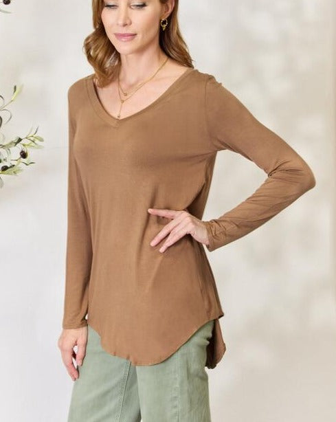 Zenana Full Size Long Sleeve V-Neck Women Top