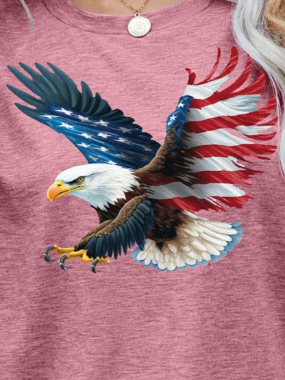 US Flag Eagle Graphic Women Tee Shirt