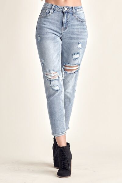 RISEN Distressed Slim Cropped Women Jeans