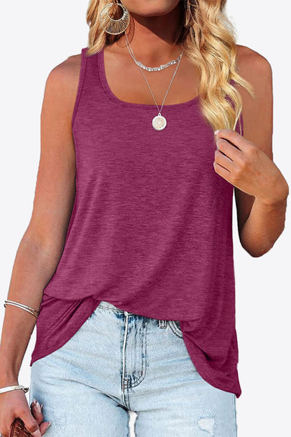 Curved Hem Square Neck Women Tank