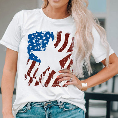 SYNZ US Flag Graphic Round Neck Women T-Shirt