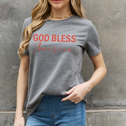 Simply Love GOD BLESS AMERICA Graphic Wimen Cotton Tee Shit