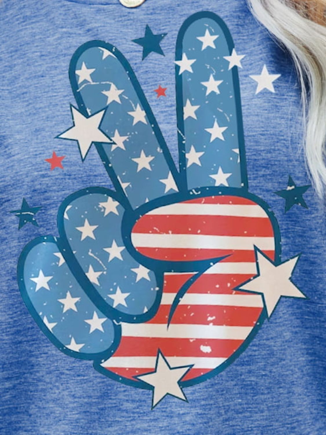 US Flag Peace Sign Hand Graphic Women Tee Shirt