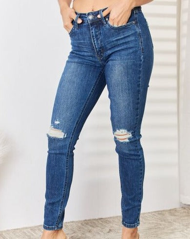 Judy Blue Full Size High Waist Distressed Slim Women Jeans