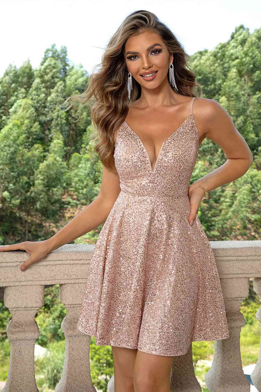 Sequin Spaghetti Strap Women Dress