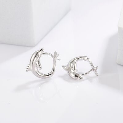 925 Sterling Silver Zircon Dolphin Women Earrings