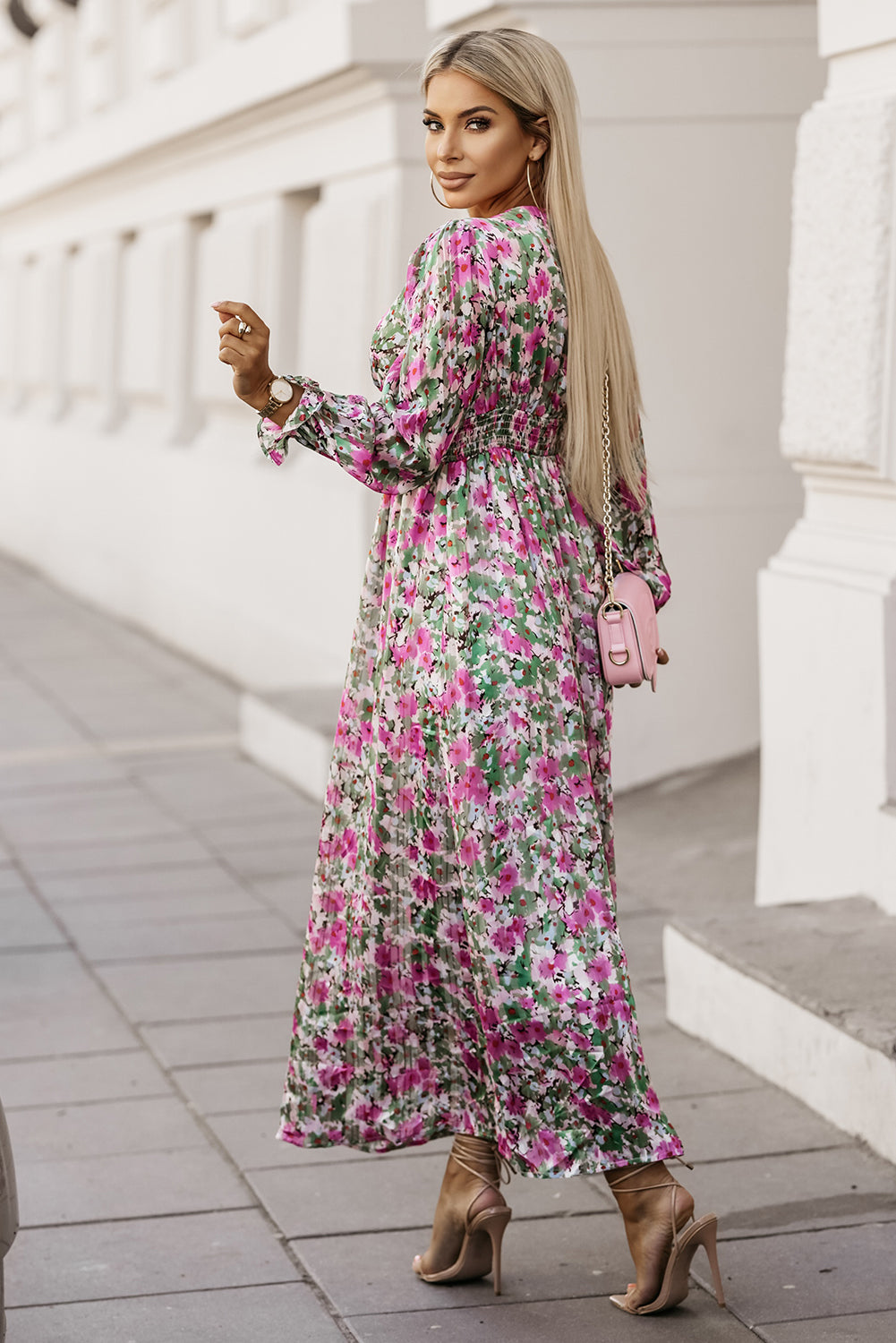 Floral Deep V Women Maxi Dress