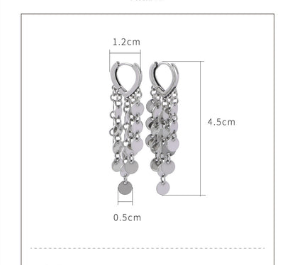 Fashionable Design Sense Silver Piece Fringed Silver Earrings - Zara-Craft