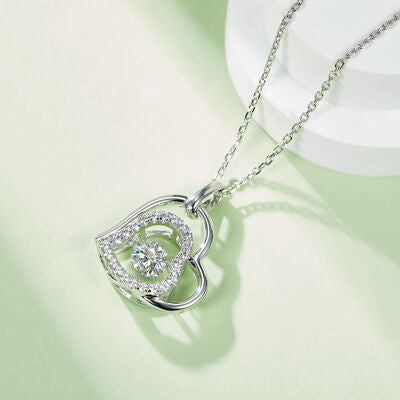 Moissanite 925 Sterling Silver Heart Women Necklace