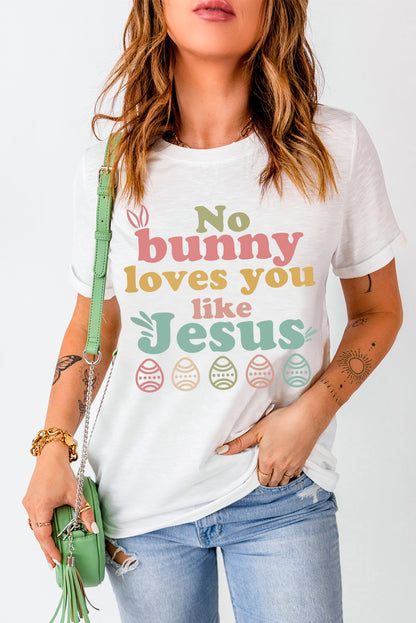 SYNZ Easter NO BUNNY LOVES YOU LIKE JESUS Women T-Shirt