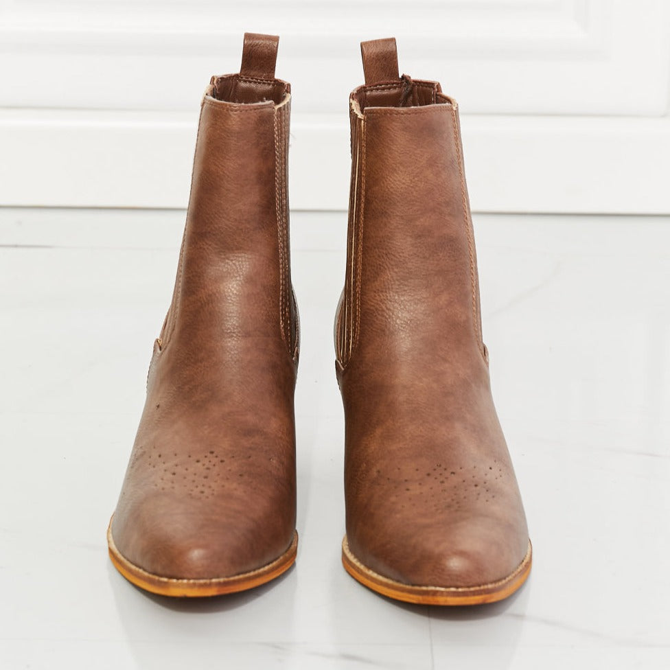 MMShoes Love the Journey Stacked Heel Chelsea Women Boot in Chestnut