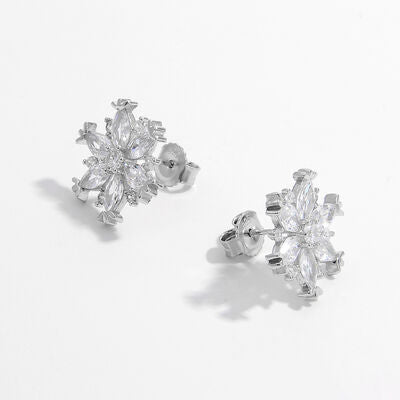 925 Sterling Silver Zircon Snowflake Women Earrings