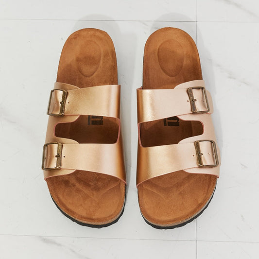 MMShoes Best Life Double-Banded Slide Women Sandal in Gold - Zara-Craft