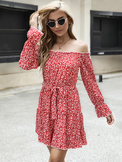 Frill Tied Floral Flounce Sleeve Tiered Women Dress