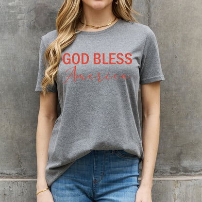 Simply Love GOD BLESS AMERICA Graphic Wimen Cotton Tee Shit