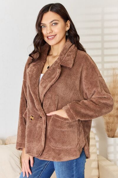 Culture Code Double Breasted Fuzzy Women Coat