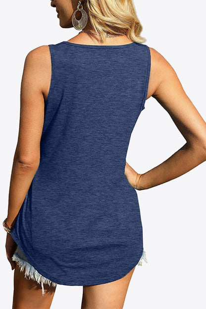 Curved Hem Square Neck Women Tank