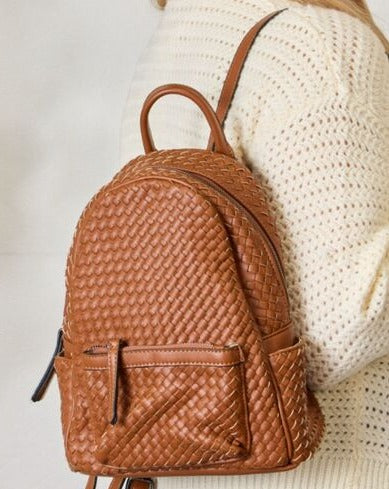 SHOMICO PU Leather Woven Women Backpack