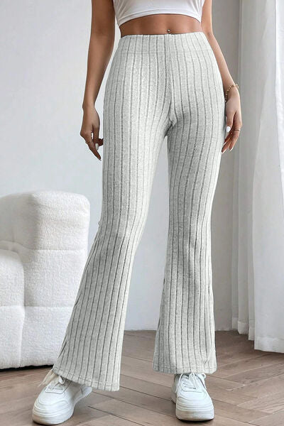 Basic Bae Full Size Ribbed High Waist Flare Women Pants