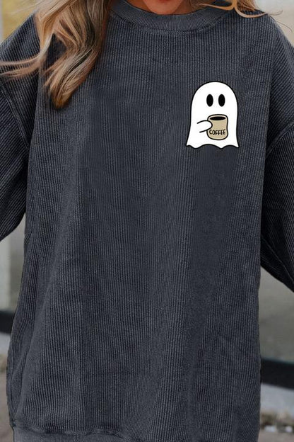 Ghost Graphic Drop Shoulder Women Sweatshirt