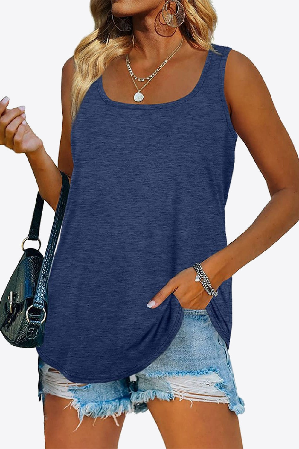 Curved Hem Square Neck Women Tank