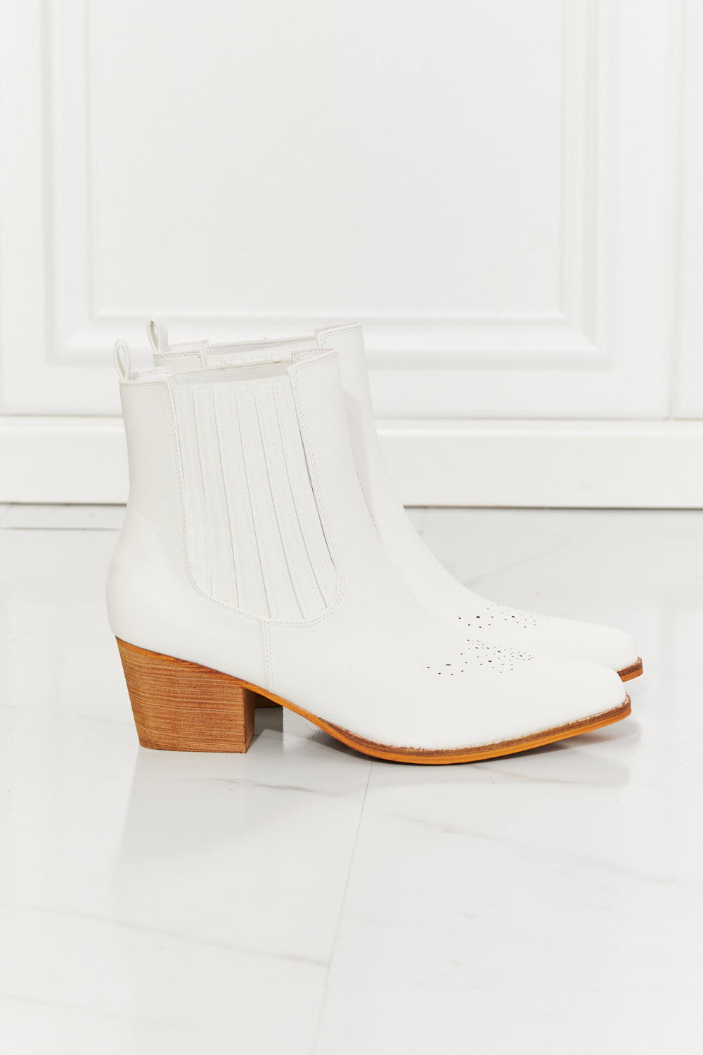 MMShoes Love the Journey Stacked Heel Chelsea Women Boot in White